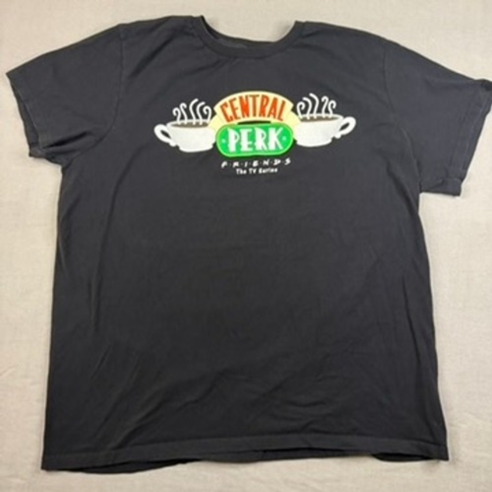 Friends TV Series Central Perk Graphic T-Shirt Black XL 100% Cotton Short Sleeve
